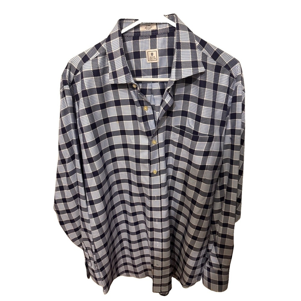 Peter Millar 100% Cotton Houndstooth Pattern Shirt Size L